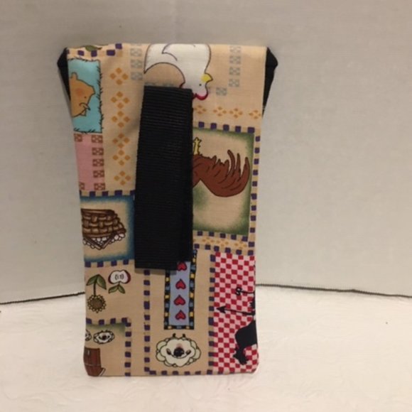SAX Farm Animal Cloth Eyeglass Case Velcro Closing & Back Holder 6.5 x 3.5" - Picture 2 of 6